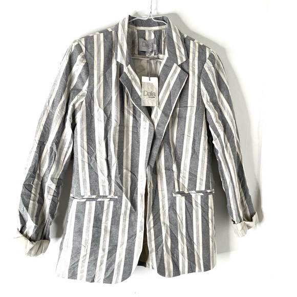 Dalia Grey Striped Lined Blazer NWT - Picture 1 of 11